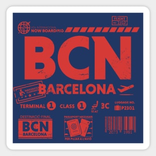 Vintage Barcelona BCN Airport Code Travel Day Retro Travel Tag Magnet